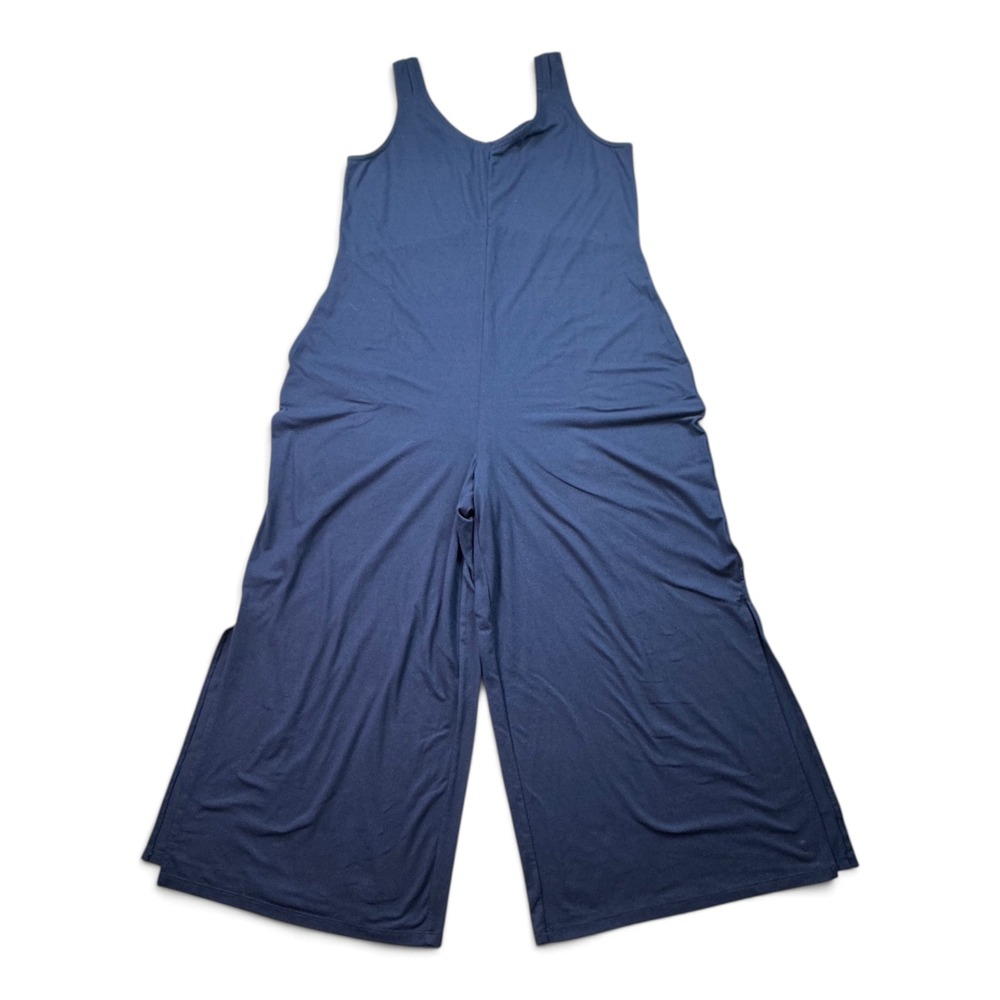 Cuddl Duds Jumpsuit Wide Leg Sleeveless V-Neck Relaxed Loungewear Navy Womens M